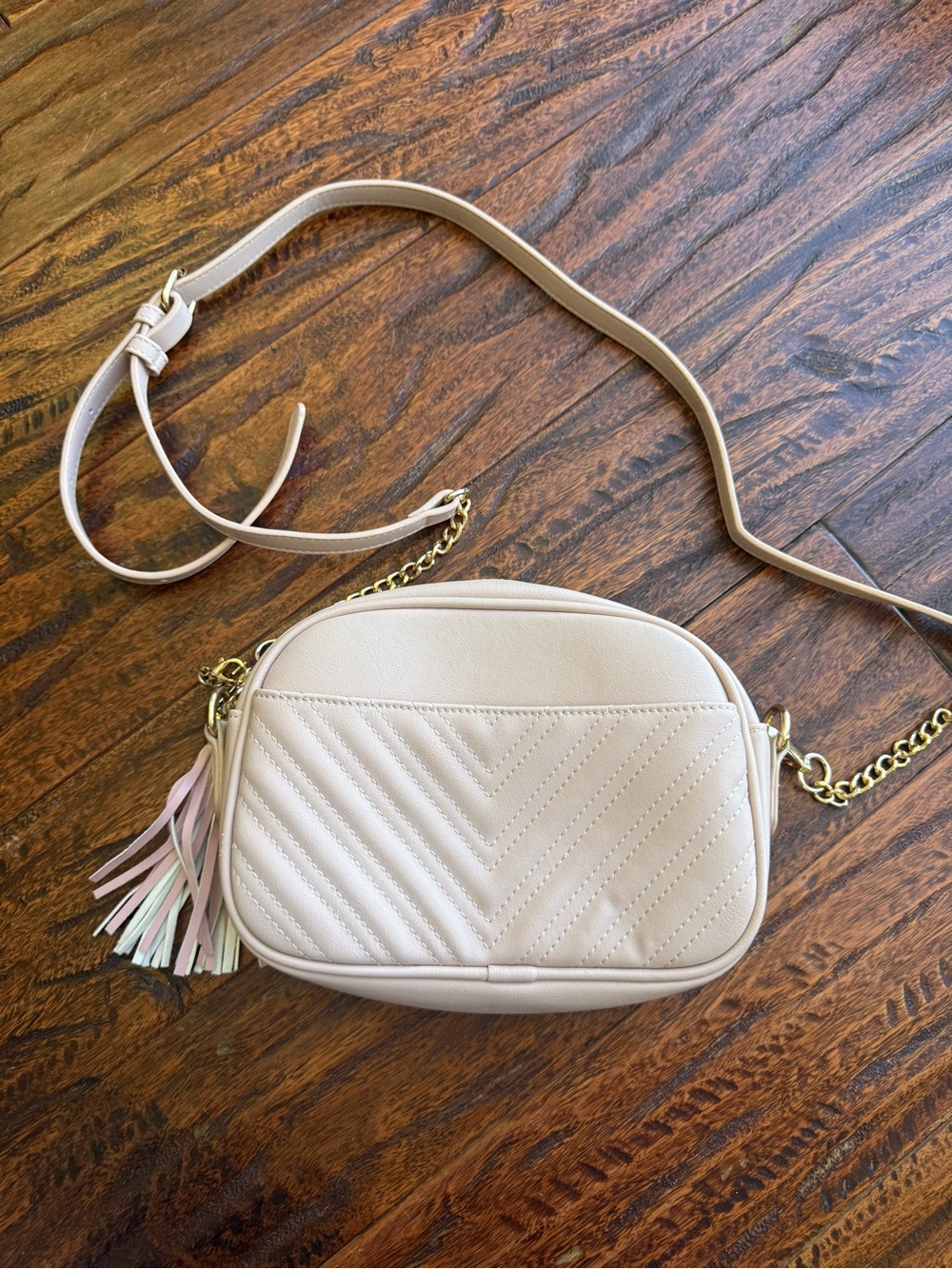Lola Mae Japan Blush Pink Quilted Crossbody Tassel Bag